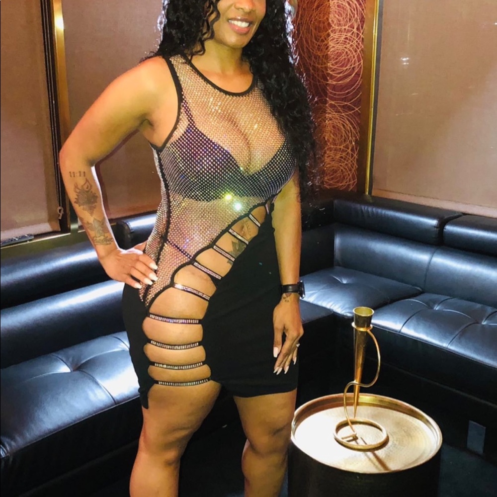 Sequin, see through party dress